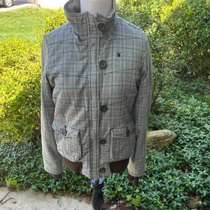 Hurley Women’s Plaid Winter Coat in Brown and Gray size L